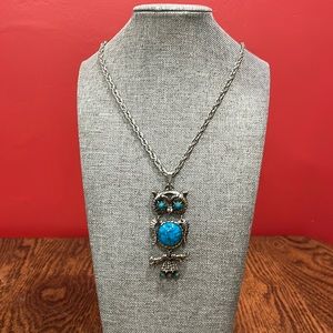 Owl with faux turquoise necklace